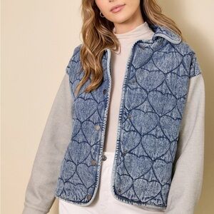 Mystree Heavyweight Denim Heart Quilting Jacket